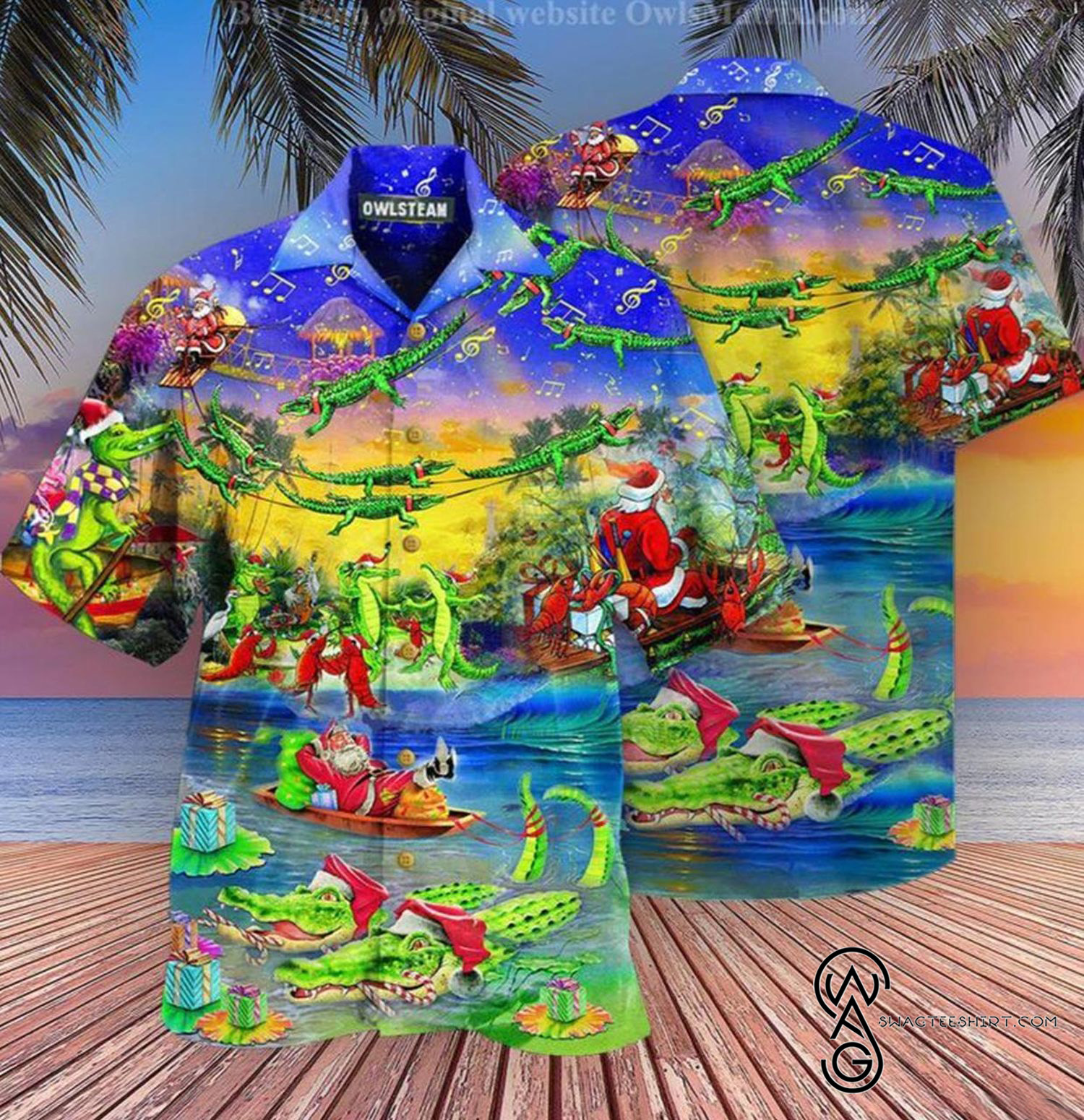 [Top Trending] Santa Riding Alligator Christmas Hawaiian Aloha Shirts